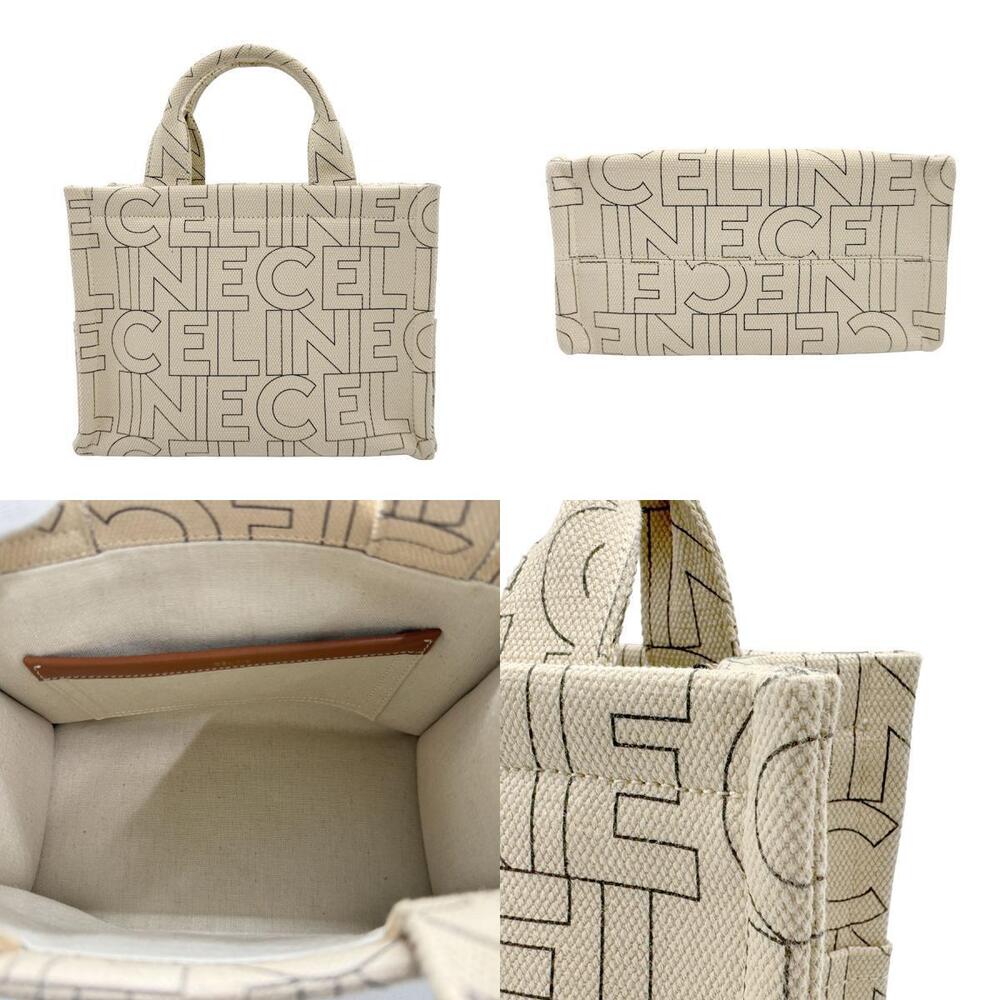 Celine Triomphe Cabas Thais Canvas Handbag Shoulder Bag Beige - Picture 3 of 4